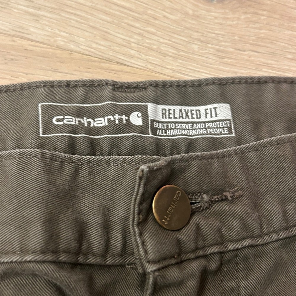 Carhartt B324 DFE Relaxed Fit Carpenter Pants Dark Olive Green 34x34 Mens - Picture 3 of 8